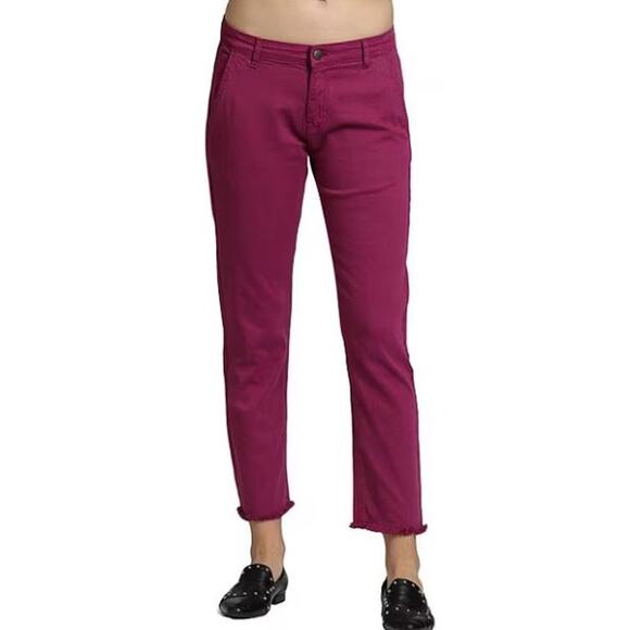Studio Blue Womens High Rise Ankle Pants Straight Leg Size 27 Burgundy NWT - Picture 1 of 5